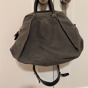 Hoibo wet wax gray canvas shoulder bag